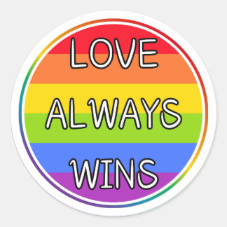Love Always Winsステッカー、プライド、LGBTQ+ステッカー ラウンドシール