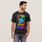 Love Always Wins Asl Deaf Awareness Gay Pride Lgbt Tシャツ (正面フル)