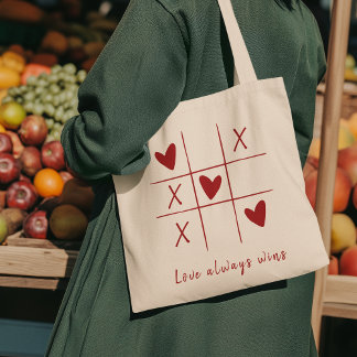Love Always wins Quote l Red Heart Playful  トートバッグ