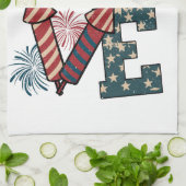 LOVE America独立記念日 キッチンタオル (折り畳み)