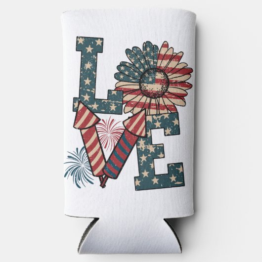 LOVE America独立記念日 スリム缶クーラー (正面)