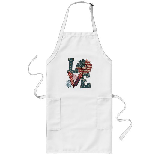 LOVE America独立記念日 ロングエプロン (正面)