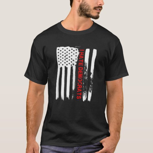 Love America私は民主党の米国おもしろい国旗の贈り物を嫌う Tシャツ (正面)