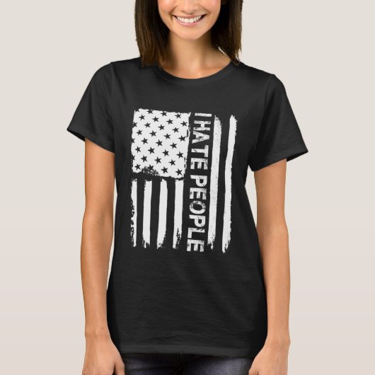 Love America I Hate People   USA Flag Tシャツ (正面)