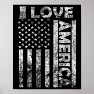 Love America Shirt Usa国旗7月4日独立 ポスター