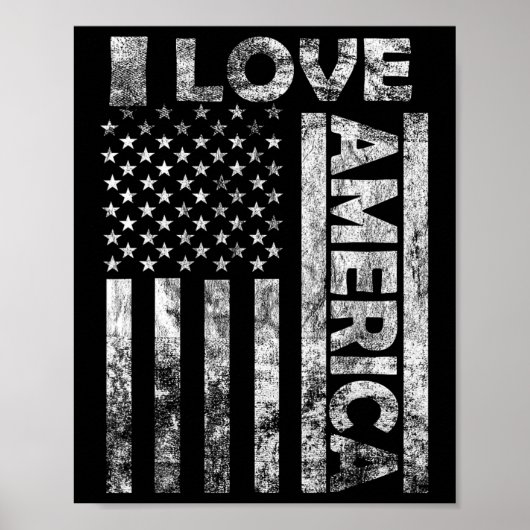 Love America Shirt Usa国旗7月4日独立 ポスター (正面)