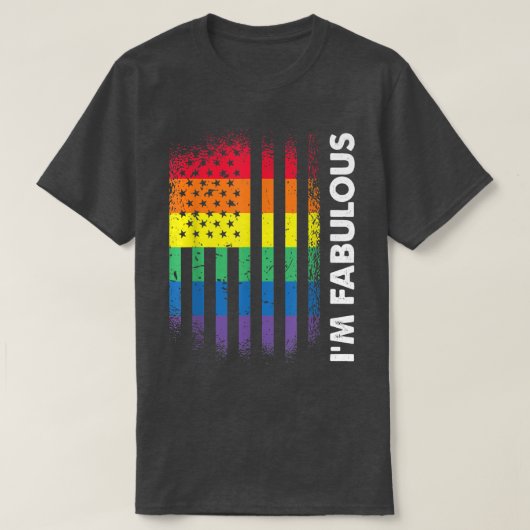 Love American Flag Rainbow Fabulous Gay LGBT Pride Tシャツ (デザイン正面)