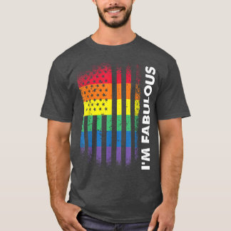 Love American Flag Rainbow Fabulous Gay LGBT Pride Tシャツ