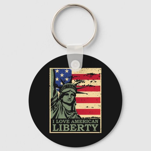 Love American Liberty 7月の独立記念日 キーホルダー (正面)