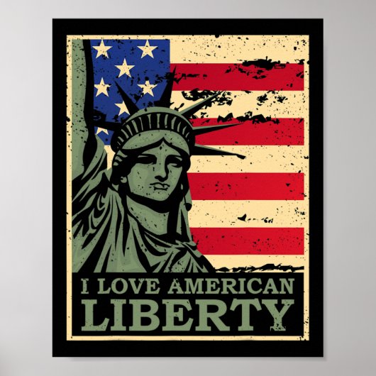 Love American Liberty 7月の独立記念日 ポスター (正面)