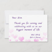 Love and エレガント Thank You Greeting Wedding Card サンキューカード (裏面)