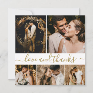 Love and 感謝してい 5 Photo Collage's 結婚 Thank You サンキューカード