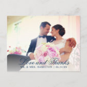 Love and 感謝してい Navy Blueの写真ありが結婚とうございます ポストカード (正面)