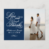 Love and 感謝してい Navy Blueの写真ありが結婚とうございます ポストカード (正面)