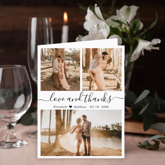 Love and 感謝してい Photo Collageの結婚感謝 サンキューカード