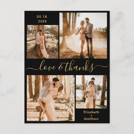 Love and 感謝してい Photo Collageの結婚感謝 ポストカード (正面)