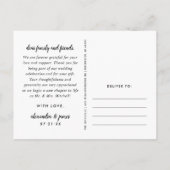 Love and 感謝してい Scriptの写真結婚ありがとう ポストカード (裏面)