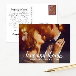 Love and 感謝してい Scriptの写真結婚ありがとう ポストカード