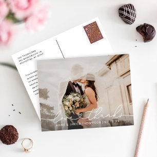 Love and 感謝してい Scriptの写真結婚ありがとう ポストカード