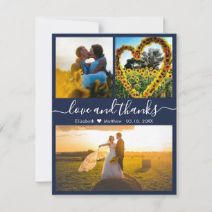 Love and 感謝してい Script Navyの写真結婚ユー サンキューカード