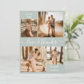 Love and 感謝してい Script Sage Green Collage結婚's サンキューカード (スタンド正面)