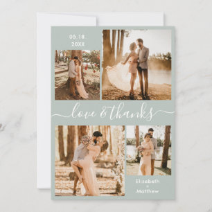 Love and 感謝してい Script Sage Green Collage結婚's サンキューカード