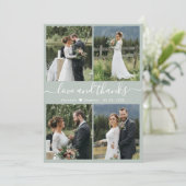 Love and 感謝してい Script Sage Green Collage結婚's サンキューカード (スタンド正面)
