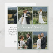 Love and 感謝してい Script Sage Green Collage結婚's サンキューカード (正面/裏面)