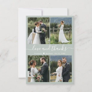 Love and 感謝してい Script Sage Green Collage結婚's サンキューカード