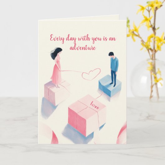 Love and Adventure Artistic Valentines day カード (黄色い花)