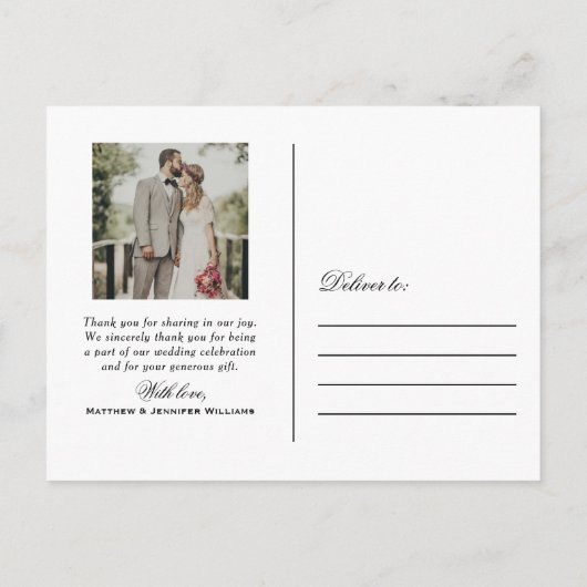 Love and Burgundyの感謝してい写真お結婚礼を申し上げる ポストカード (裏面)