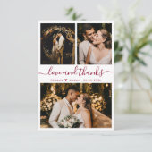 Love and Burgundy感謝してい Scriptの結婚写真 サンキューカード (スタンド正面)
