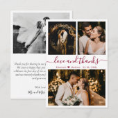 Love and Burgundy感謝してい Scriptの結婚写真 サンキューカード (正面/裏面)