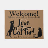 Love and Cat Fur Welcomeおもしろい Doormat ドアマット (正面)