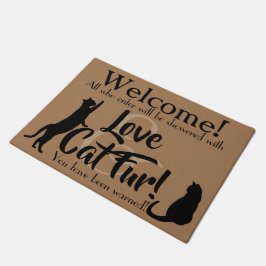 Love and Cat Fur Welcomeおもしろい Doormat ドアマット