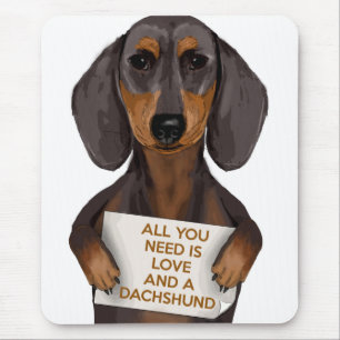 Love and Dachshund マウスパッド