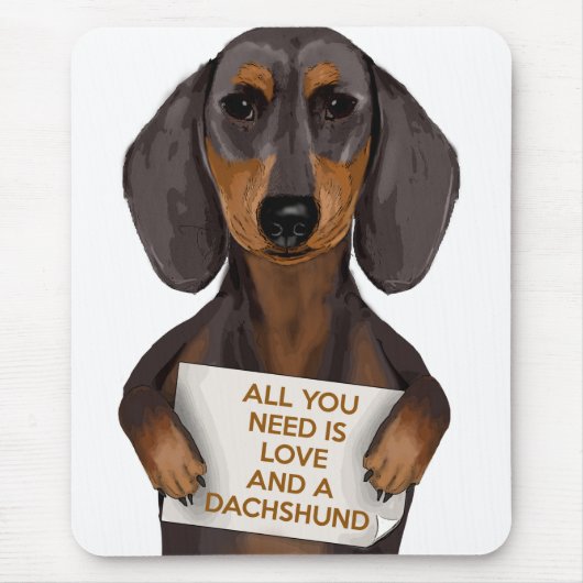 Love and Dachshund マウスパッド (正面)