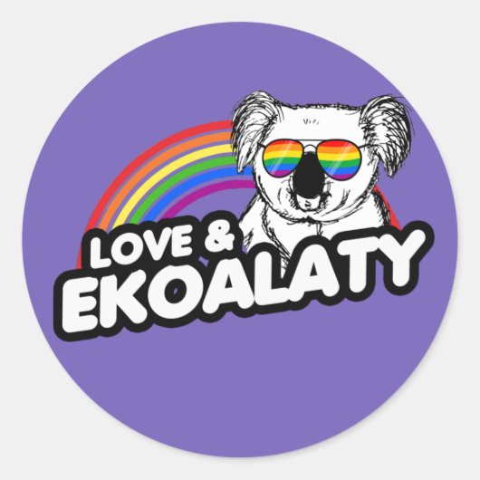 Love and Ekoalaty T-Shirt ラウンドシール (正面)