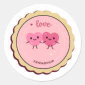 love and friendship cute ラウンドシール (正面)