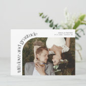Love and Gratitude White Wedding Photo サンキューカード (スタンド正面)