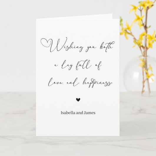 Love and Happiness Heart Embellished Wedding  カード (黄色い花)