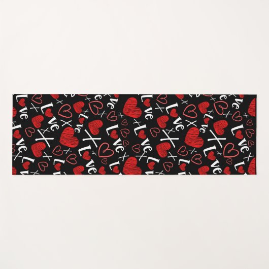 Love and hearts seamless pattern  ヨガマット (正面(横))