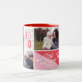 Love and Hugs 4フォトコラージュ ツートーンマグカップ (中央)