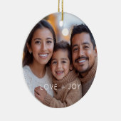 Love and Joyミニマルモダンリストのクリスマスフォト セラミックオーナメント (右)