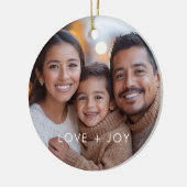 Love and Joyミニマルモダンリストのクリスマスフォト セラミックオーナメント (左)