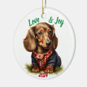 Love and Joy Dachshand：水彩 セラミックオーナメント (左)