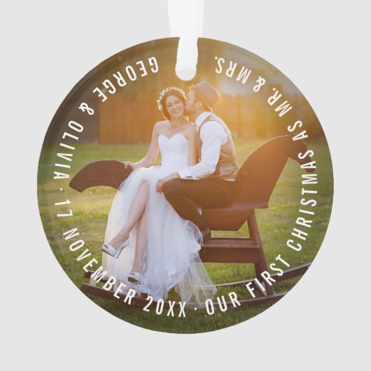 Love And Joy Geoタイポグラフィ澄ん写真結婚s オーナメント (裏面)