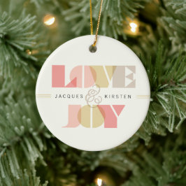 Love And Joy Geoタイポグラフィ澄ん写真結婚s セラミックオーナメント
