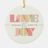 Love And Joy Geoタイポグラフィ澄ん写真結婚s セラミックオーナメント (正面)
