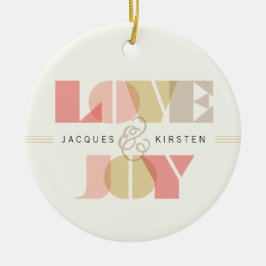 Love And Joy Geoタイポグラフィ澄ん写真結婚s セラミックオーナメント